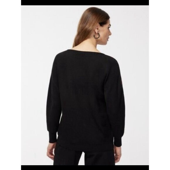 STUNNING Chico's Sweater Black Red Floral Embroidered Christmas Holiday Sz 3 XL‎ - Picture 4 of 16